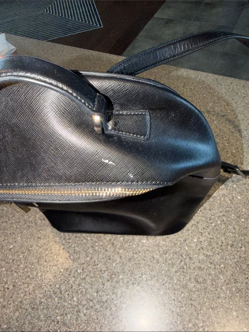 kate spade Black Leather Saffiano Backpack with Gold Hardware
